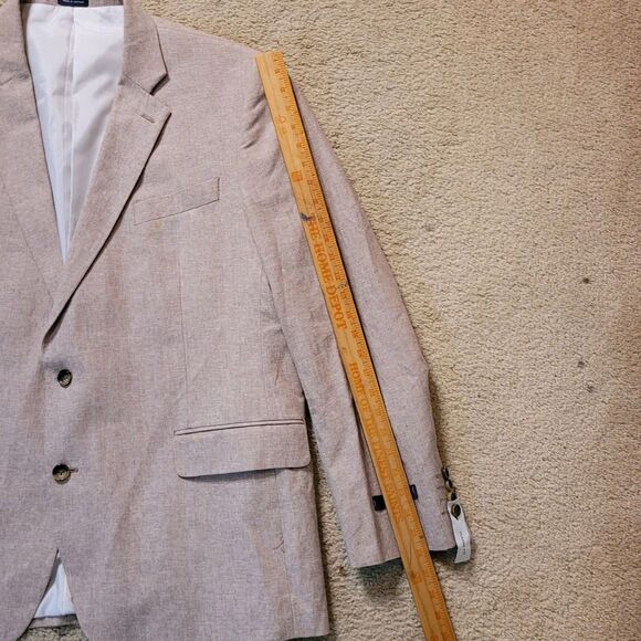 NWT Stafford Blazer Mens 48R Beige Linen Blend Classic Fit Sportscoat - Picture 4 of 15